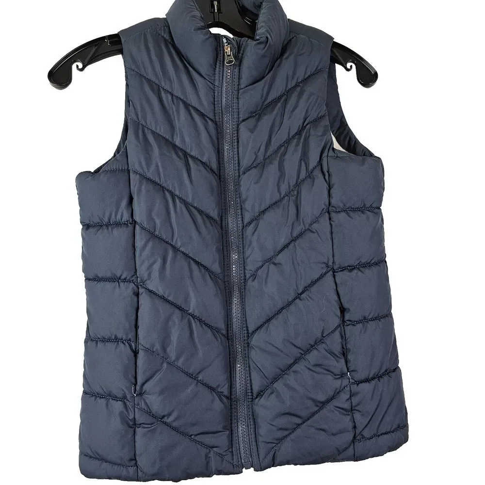 Old Navy Frost Free Puffer Vest Navy Blue Full Zip Sleeveless Boys Youth L 10 12